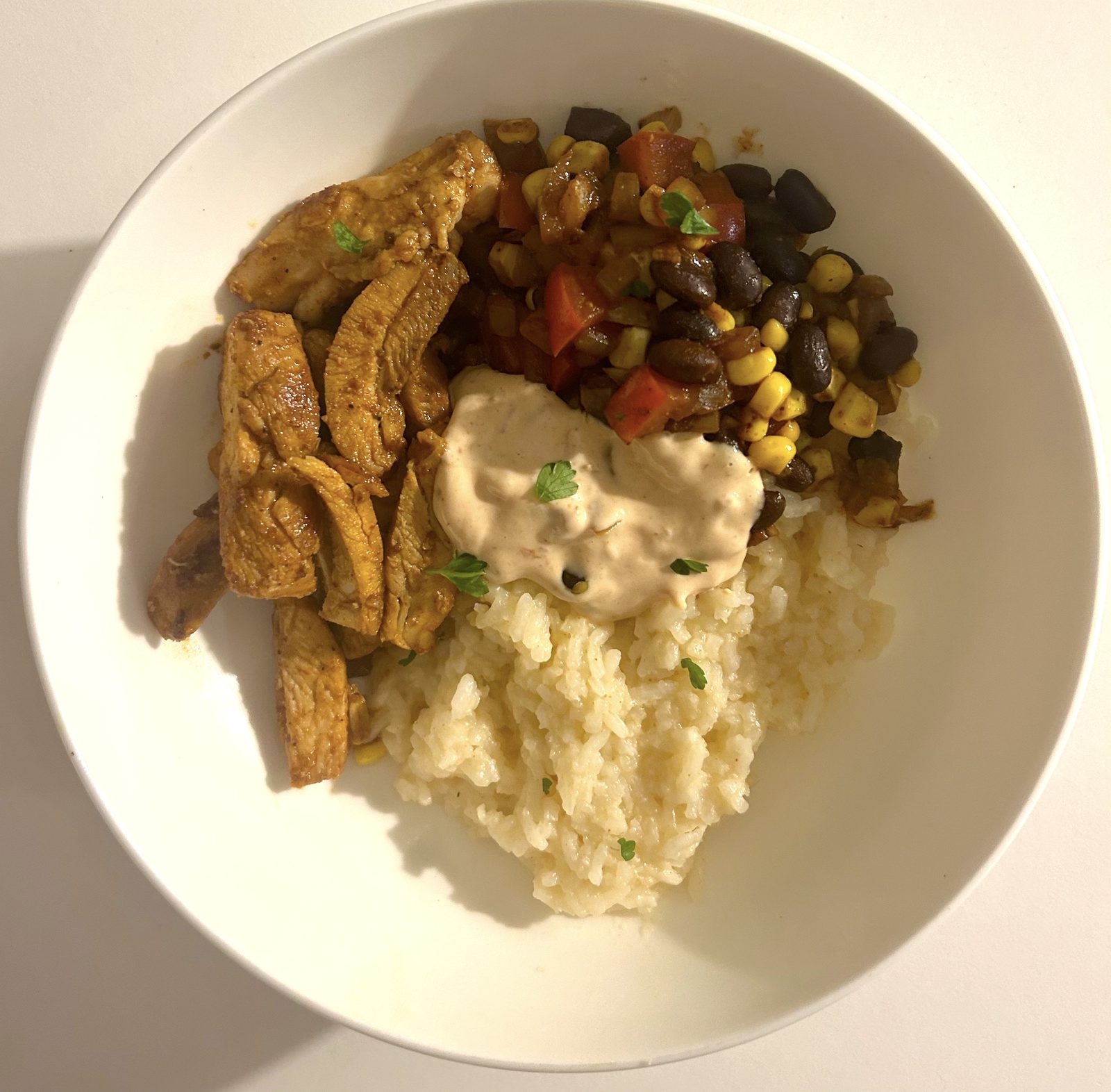Burrito bowl with chipotle chicken