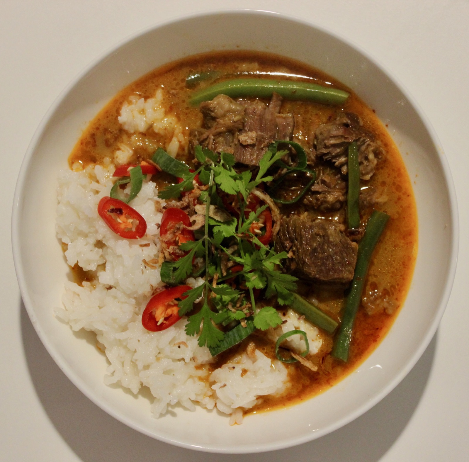 Coconut braised beef red curry