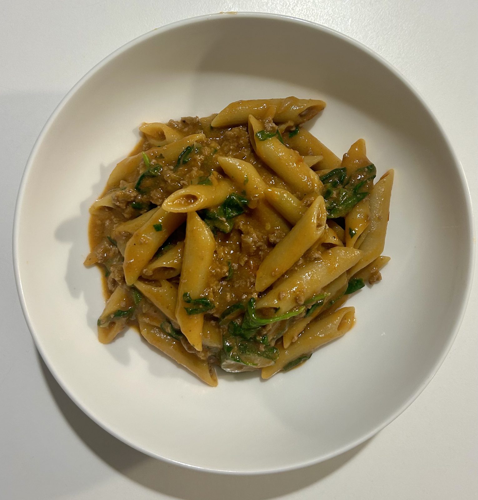 One pot creamy paprika beef pasta with spinach